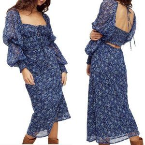 Free People Aglow Blue Midi Dress